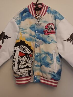 Dreamville (J COLE) Varsity Bomber Jacket in Blue and White